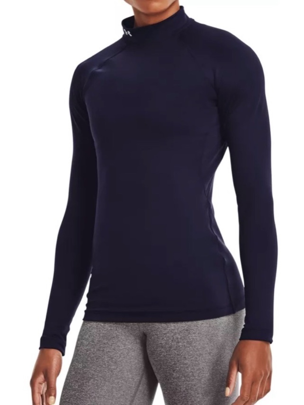 Under Armour Navy Long-Sleeve Mock Neck Performance Top. Size L